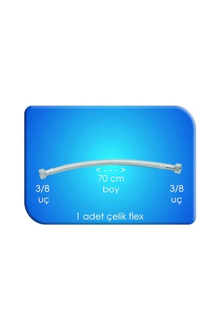 Flex Çelik 3/8 3/8 Uç 70 Cm Boy 1 Adet Su Bağlantısı