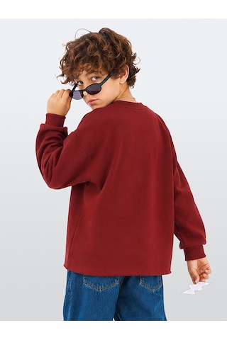 Deno Kids Denokids Erkek Çocuk Oversize Bordo Sweatshirt Kolej Okul Tarzı 6-11 Yaş Çok Renkli