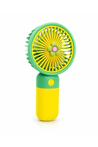 Şarjlı Mini El Fanı Usb Taşınabilir Sessiz Güçlü Rüzgar 3 Kademeli Hız Ayarlı El Tipi Vantilatör Yaz Sıcakları İçin Portatif Soğutucu Fan Sarı-Yeşil