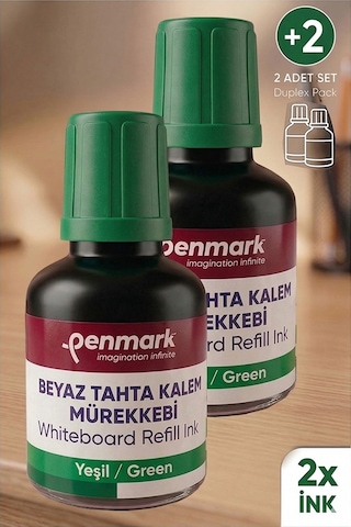 Yeşil Yazı Tahta Kalemi Mürekkebi 30 Ml 2 Adet Penmark Tahta Kalemi Mürekkepi Kolay Silinebilir Doldurulabilir Canlı