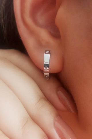 Allmisse Kaplama Çelik Küpe Standart Gümüş