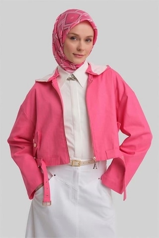 Armine Seyyar Kapüşonlu Ve Kemerli Pamuk Ceket 24y5406 Orkide Pembe