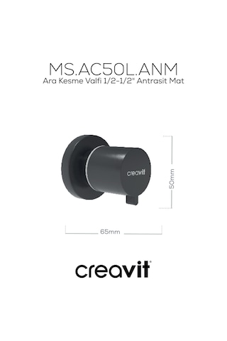 Creavit Ara Kesme Valfi 1/2-1/2" Antrasit Mat Ms.ac50l.anm