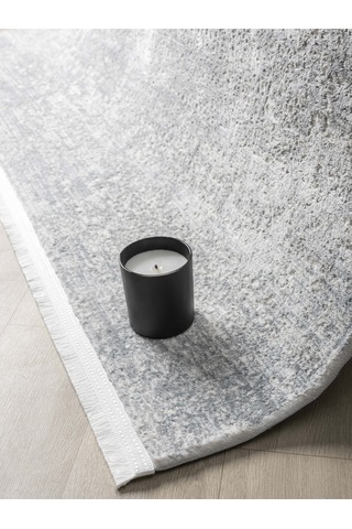 Mariesse Home Vita Serisi Bambu Dokulu Modern Sık Dokuma Koridor Kesme Yolluk Dokuma Makine Halısı Gri