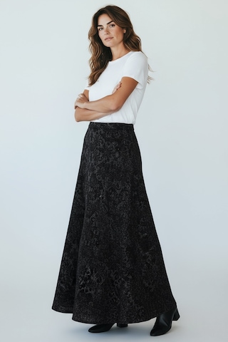 Kadın Beli Lastikli Desenli Sekiz Parça Balık Etek Mor