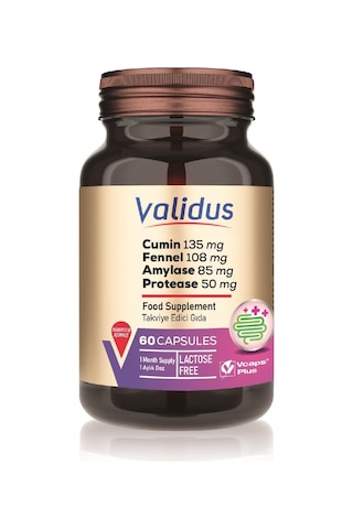 Validus Digestive Comfort Cumin + Fennel + Amylase 60 Kapsül