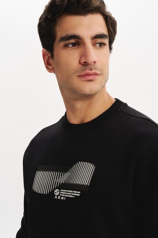 AR-MA Arma Erkek Regular Fit 3 İplik Kalın Kumaş Baskılı Bisiklet Yaka Sweatshirt K30124603002 Siyah