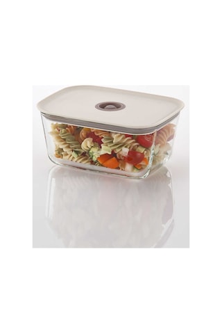 Fika Clik Dikdörtgen Cam Saklama Kabı 1380 Ml - Bej-7335