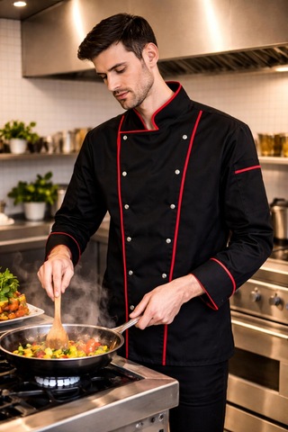 Chef Ceketi Profesyonel Aşçı Üniforması, Aşçı Gömleği Aşçı Forması Nakış Hediyeli Kırmızı