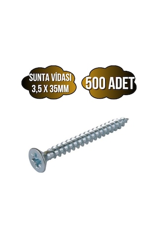 Sunta Vidası 3,5x35mm Çinko Ahşap Mdf Montaj Vidası 3,5x35mm 500 Adet 35 MM