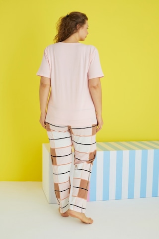 Siyah İnci Curve Büyük Beden Battal Boy Örme Pijama Takımı 24103660 Çok Renkli