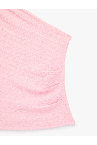Koton Bürümcük Kumaş Dokulu Drape Detaylı Kolsuz Tek Omuz Bluz Pembe 6sak10343ek Gül