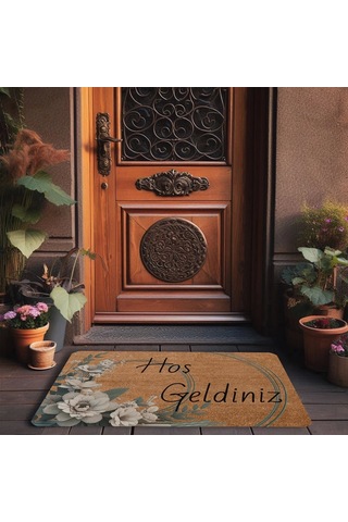 Valerine Life Beyaz Su Zambağı Hoş Geldiniz Kapı Önü Paspası 45x70cm
