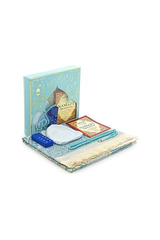 Oğlumun Sesli Namaz Öğretici Seccade Seti Mavi