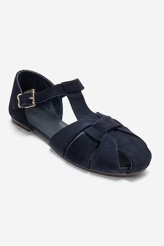 Luvi Shoes Alına Lacivert Süet Hakiki Deri Kadın Sandalet