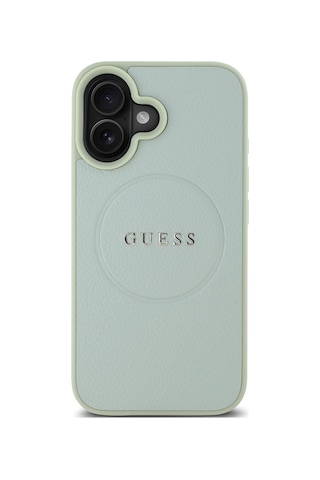 Apple iPhone 16 Plus Uyumlu Kılıf Guess Lisanslı Magsafe Şarj Özellikli Yazı Logolu Grained Kapak Yeşil