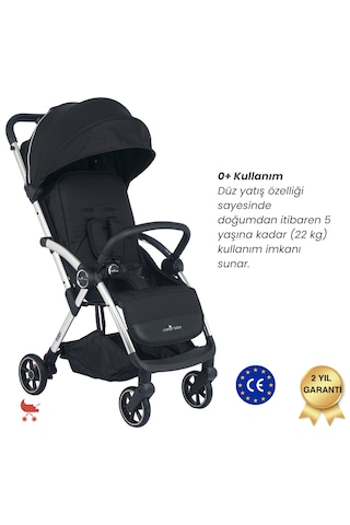 Merkür Bebe Ruby Otomatik Katlanan Kabin Boy Bebek Arabası Siyah