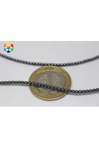 Yasam Tohumu Hematit Taşı Yarım Dizi 2 MM Küçük Delikli 17 CM Gümüş