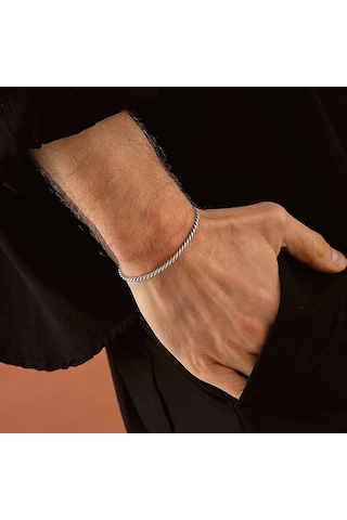 925 Ayar Gümüş Burma Unısex Kelepçe Bileklik Gümüş