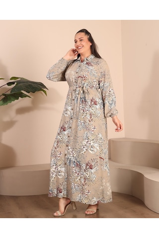 Kadin Buyuk Beden Yazlik Elbise Plus Tesettur Giyim Uzun Elbise 001