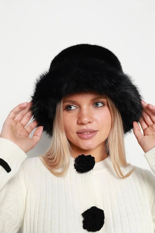 Kadın Peluş Bucket Kalpak Şapka 1143 Rkş-14 Siyah Siyah