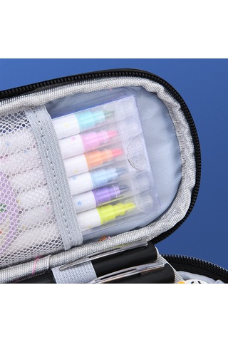 Tuomeng Büyük Kapasiteli Kalem Kutusu Öğrenci Katmanlı Basit Kalem Kutusu Kolej Siyah