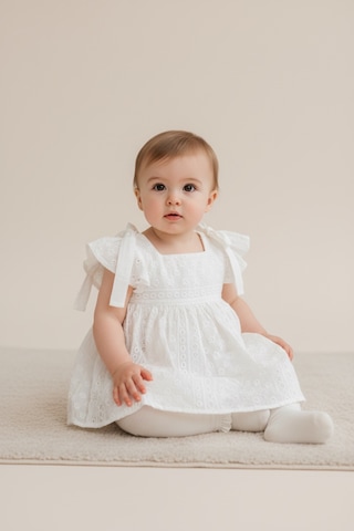 Babymuz Kız Bebek Fistolu Yazlık Beyaz Elbise Beyaz