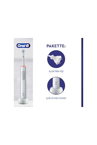 Oral-B Pro 3500 Şarj Edilebilir Diş Fırçası Beyaz+başlık X2