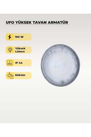 Yüksek Tavan Ufo Armatür 100w - 6500k Beyaz Işık Beyaz