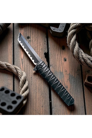 Samurai Tanto Çelik Kamp Çakı Siyah