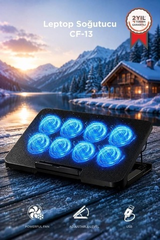 Özel Üretim Donanım Bilgisayar Fanı Cihaz Desteği Laptop Soğutucu Cf13 Siyah