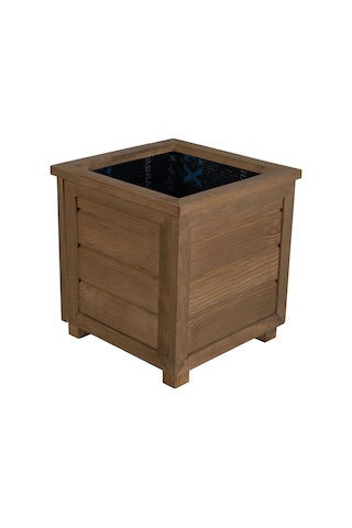 Kaf Ahşap Dekoratif Ahşap Saksı / Emprenye Kahve