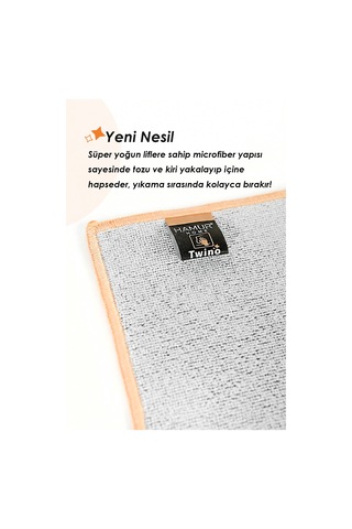 Twino 3'lü Çift Taraflı Zor Kir Temizlik Bezi 30x30 Mikrofiber Telli Ovma Mutfak Lavabo Tezgah Bezi