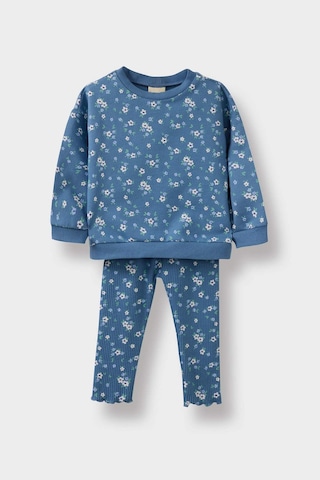 Defacto Kız Bebek 2li Takım Çiçek Desenli Sweatshirt Tayt F0532a525wnbe88 Mavi