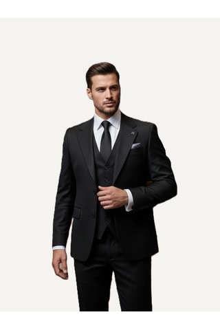 Hermose Signature Onyx Siyah Yelekli Takım Elbise