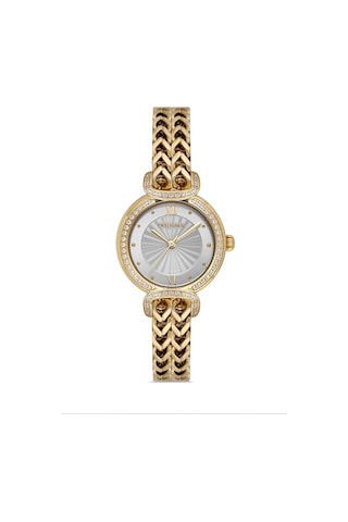 Dice Kayek Dk.1.ag1411.04 Taşlı Tasarım Çelik Kordon Çelik Kasa 5 Atm Suya Dayanıklı Altın Renk Kadın Kol Saati Altın