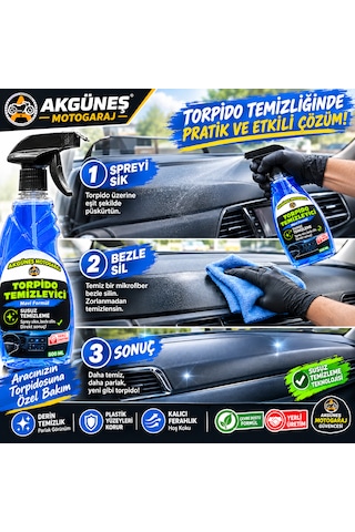 Torpido Temizleyici Susuz Temizlik Araç İçi Plastik Ve Torpido Temizleme Spreyi Yerli Üretim Beyaz - Mavi