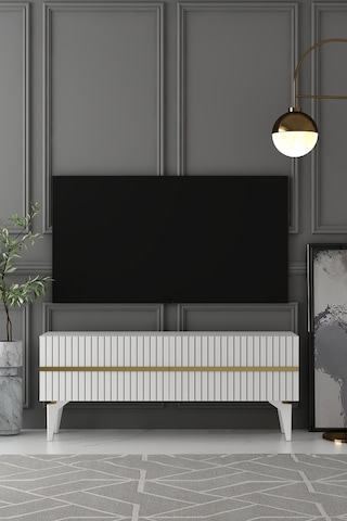 120dhdts5ba Tedy Lazer Pleksi Desenli Tv Sehpası Beyaz-altın