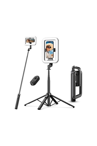 Bluetooth Kumandalı Şarjlı 8 İnç Led Ring Light Katlanabilir Selfie Çubuğu Ve Tripod 3 Renk Tonu 25-138cm Diğer