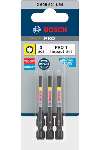 Bosch Pro Impact T10-t15-t20 3'lü Torx Bits Uç Seti 55 Mm 2608521u54