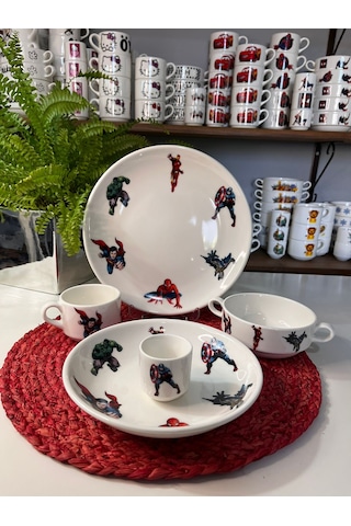 5 Parça Süper Kahramanlar Avengers Model Çocuk Bebek Yemek Takımı Çok Renkli