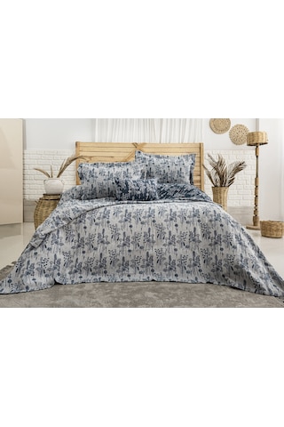 Valencia 4 Parça Çift Kişilik Yatak Örtüsü Seti Lacivert 240 X 260 Cm Lacivert