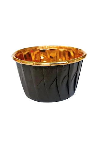 Metalik Siyah Gold Renk Muffin Cupcake Kek Kalıbı 25'li Çok Renkli