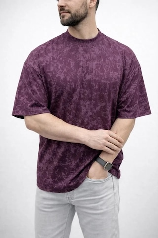 Vexor Erkek Premium Tişört Osy Yumuşak Dokulu Yıkamalı Oversize T-shirt - Bordo