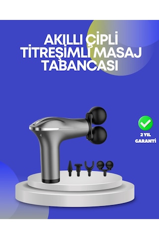 Portatif Şarjlı Masaj Tabancası 4 Başlık Derin Doku Masaj Aleti Açık Bej