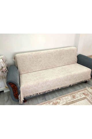 Pamuklu Kaymaz Alaca Koltuk-çekyat Örtüsü 170x220 -bej Bej