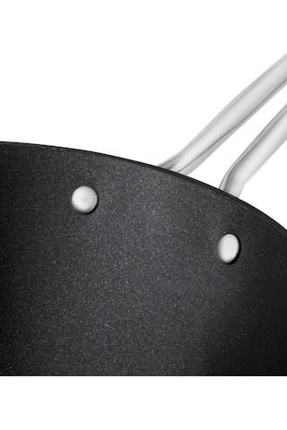 Madame Coco Titanium Professional Wok Tava - Siyah - 28 Cm Siyah