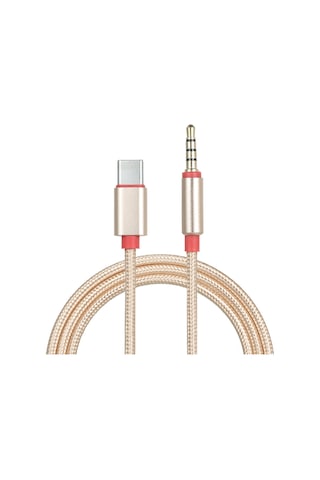 Samdoo Type-c'den 3.5mm Trrs'ye Aux Kablosu, 95cm Altın, Araç Ve Ev Ses Sistemlerine Bağlanma, Hi-fi Ses, Plug & Play