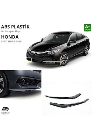 S-dizayn Honda Civic Fc5 Abs Plastik Ön Tampon Flap Parlak Siyah 2016-2021 A+kalite