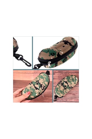 Omeniv Kamuflaj Camo Gözlük Kabı Kılıfı Kutusu Kemer Karabiner
